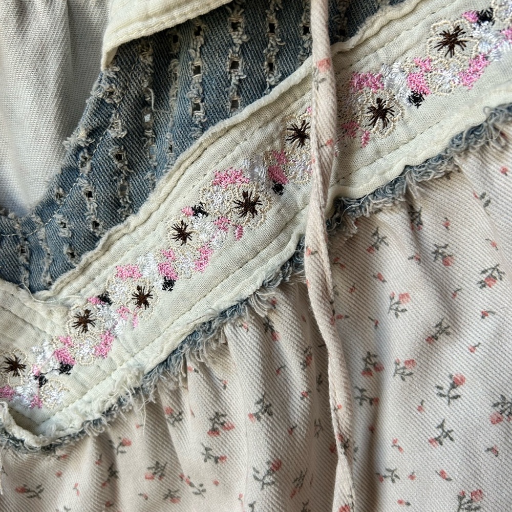 POL Denim Whisper Patchwork Oversized Hoodie Top … - image 5